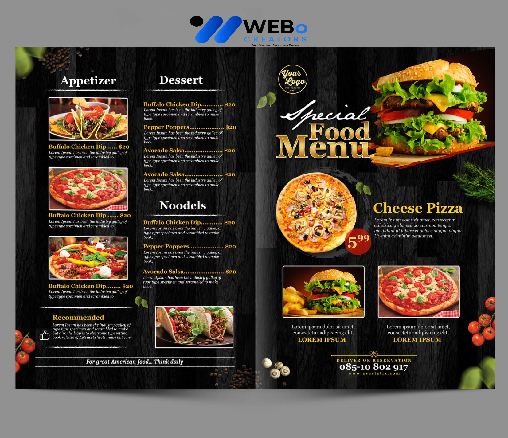 Modern restaurant menu design San Francisco 2026 café menu layout food branding design services
